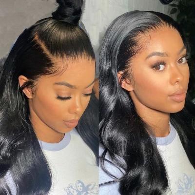 China Glueless Flim HD Full Body Wave Virgin Brazilian Lace Front Transparent Cuticle Aligned Hair 100% Human Hair Wig With Baby Hair For Black Women for sale