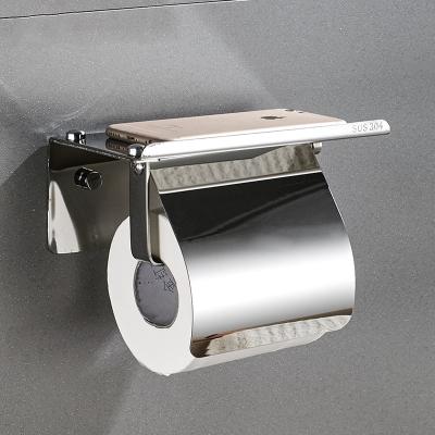 China Modern Punch Free 304 Stainless Steel Dispenser Hand Towel Holder Bathroom Tissue Roll Cell Phone Paper Holder for sale