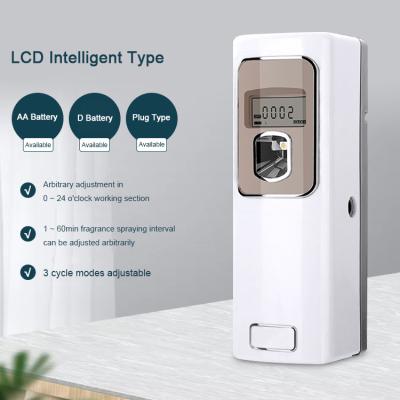 China Viable Wall Mounted Battery Operated Air Freshener Perfume Dispenser Digital LCD Display Hotel Toilet Aerosol Dispenser for sale