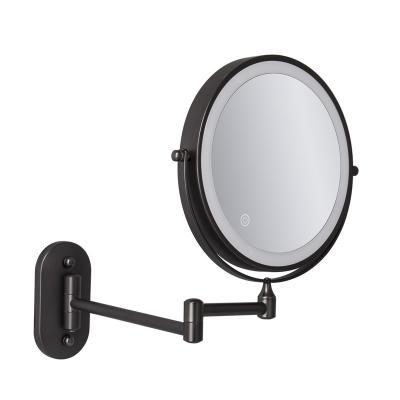 China Free Shipping Wall Mounted Double Sided Led Mirror Temperature Control Three Fill Color Dimming Shaving Mirror for sale