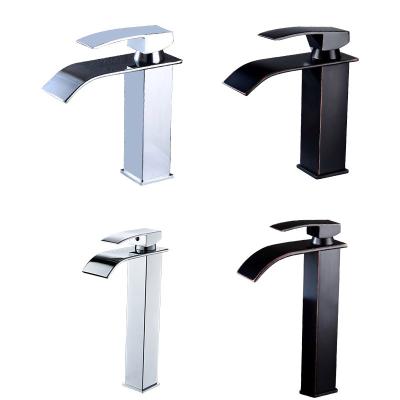 China Metered Faucets Hot And Cold Water Faucet Basin Wide Mouth Curved Mouth Waterfall Faucet for sale