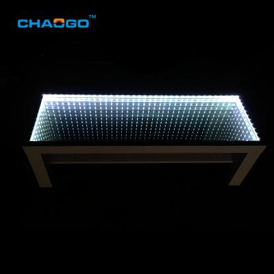 China Bar Table New Arrival Tempered Glass Color Led Infinity Mirror Table for sale