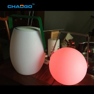 China Mini Modern Portable Outdoor Led Table RGB Night Light Speaker Remote Control New Design Lamp Color Changing Speaker With Handle for sale