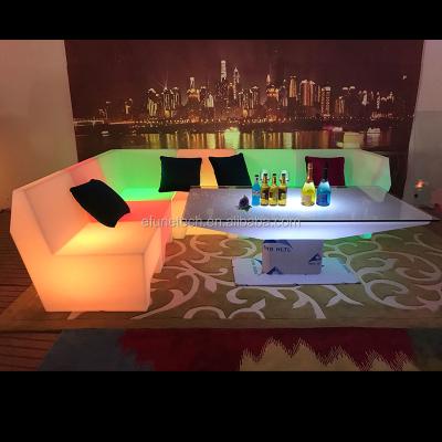 China BAR SET Outdoor Bar Furniture Sets Led Bench / Curved Club Bar / Outdoor Events Colorful Lighted Led Sectional Couches for sale