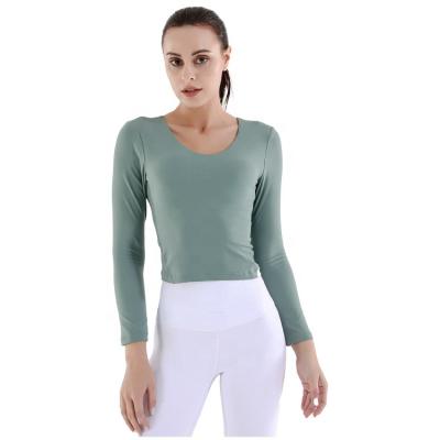 China 2021 Women Breathable Shirt Workout Apparel Gym Yoga Top Top Manufacturer Woman Yoga Top for sale