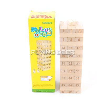 China DIY TOY Hot Selling Wooden Blocks Stacking Unfinished Wooden Tumbling Cube Block Set In Classic Construction Wood Game for sale