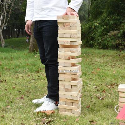 China DIY TOY Natural Square Cubes Wooden Blocks Toys Giant Collapsing Tower Wooden Tower For Kids for sale