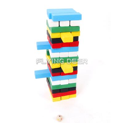 China Eco-friendly Material Educational Wooden Block Toys Pine Tree Wooden Crumbling Tower for sale