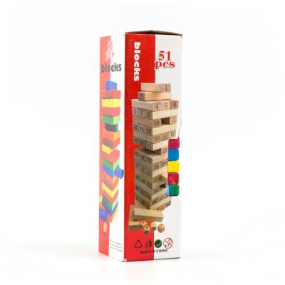 China Eco-Friendly Material Super Quality Classic Game 51 Pcs Stacking Tumbling Tower for sale