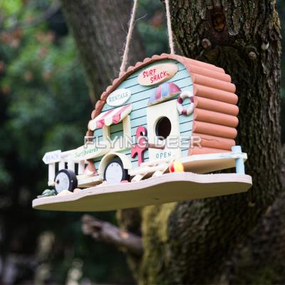 China Beautiful Viable Princess Carriage Small Hanging Wooden Bird House for sale