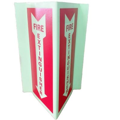 China Aluminum Folded Photoluminescent Fire Signs Extinguisher Down Arrow Glow In The Dark for sale