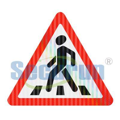 China 1.5mm Triangle Custom Reflective Sign Pedestrian Crossing Road Ahead for sale