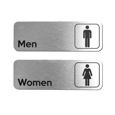 China Brushed Aluminum Custom Reflective Sign Unisex Restroom Symbol for sale