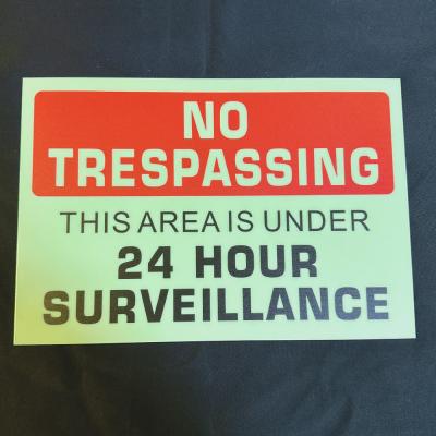 China No Trespassing Aluminum Photoluminescent Safety Warning Signage 200 X 300mm for sale