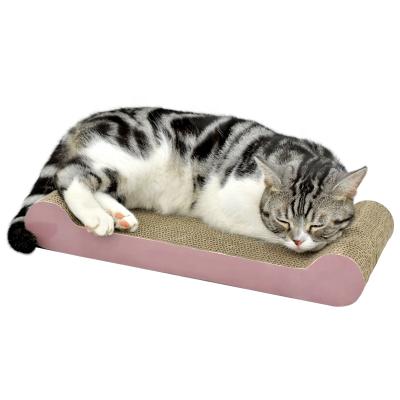 China Sustainable Pet Bed Scratching Lounge Bone Shape 45cm Solid Sofa Corrugated Cardboard Furniture Cat Scratcher With Catnip for sale