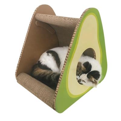 China Stored Foldable Triangle Pet Houses Corrugated Cardboard Cats Villa Large Scratching Tower Scratch Boards Cat Scratcher for sale