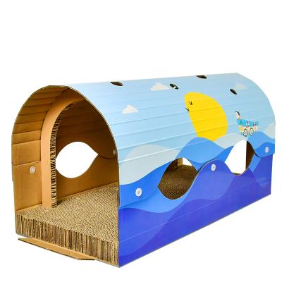 China Stored Pet Toys Cat Tunnel To Scratch Corrugated Scratch Board Cat Scratcher With Catnip Free for sale