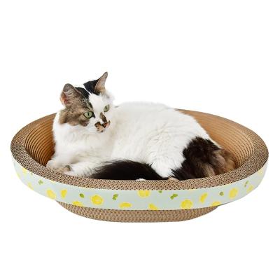 China Stocked Box of DEKU Cat Toilet Cardboard Cat Litter Scratching Bed Scratcher with Catnip Free for sale