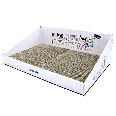 China DEKU Cardboard Cat Litter Box Work Area Scratch Board Cat Toilet Mat Stocked with Catnip Free for sale