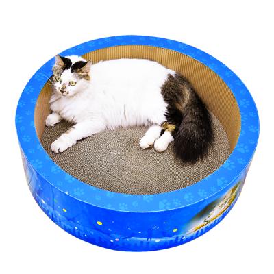 China Viable Large Size Barrel Shape Pet Bed DEKU Cat Scratcher Corrugated Lounge Cat Toy With Catnip Free for sale