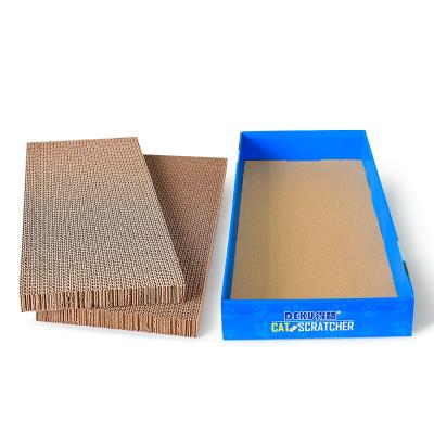 China Large Sustainable DEKU Corrugated Cardboard Cat Bed Cat Scratcher 2 Piece Scratching Mats Scratch Living Room for sale