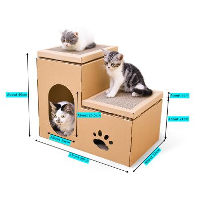 China Deku Viable Cat Scratcher Mat 2 Layer Cat House Cardboard Scratch Lounge Collapsible with Work Areas for sale