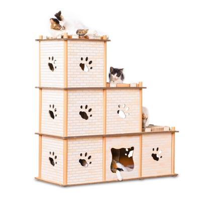 China Three Sustainable Pet Products Supplier Cat Scratcher House Cat Furniture Seated Work Area for sale