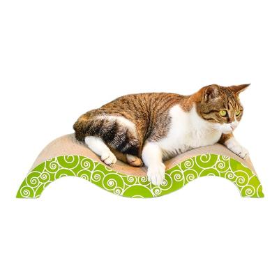 China Sustainable Cardboard Cat Scratch Pad With Premium Scratch Textures Design Durable Cats Scratch Furniture Cat Scratcher With Catnip for sale