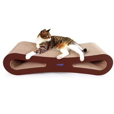 China Sustainable Quality Cardboard Scratch Lounge 83cm Large Cat Scratcher For Large Cats for sale