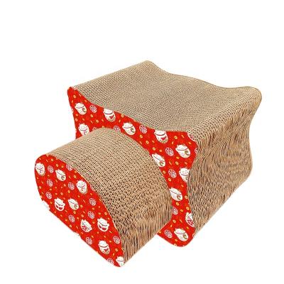 China Pet Product Viable Cats Toy Cat Head Shape Cardboard Cat Corrugated Paper Scratcher With Catnip Free for sale