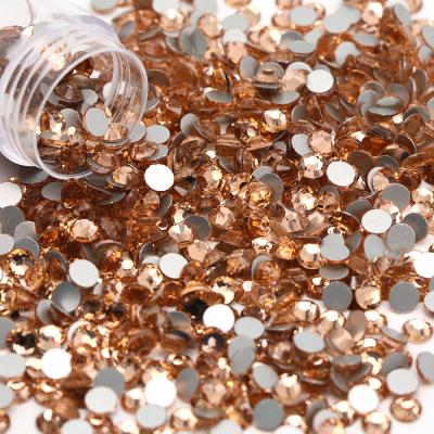 China Flatback Lt Peach SS3-SS50 Normal Faceted Flat Back Round Loose Stones Glass Rhinestones for sale