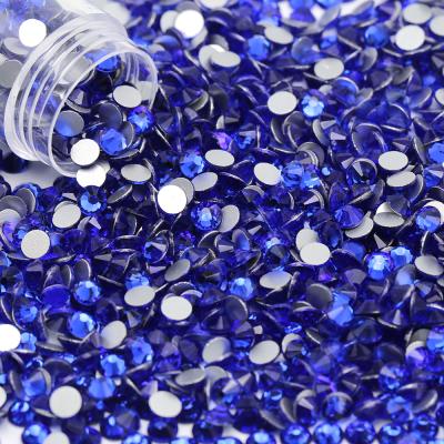 China Sapphire SS3 SS4 SS5 SS6 SS8 Crystal Flatback Stone Beads Non Hotfix Glass Nail Art Rhinestone Flatback for sale