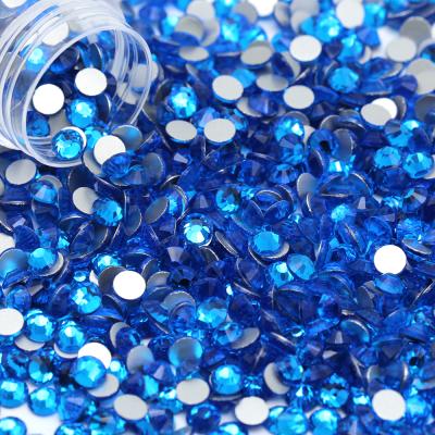 China Flatback SS3-SS50 Capri Flat Color Crystal Glass Back Premium Blue Faux Hotfix Stones Non For Crafts for sale