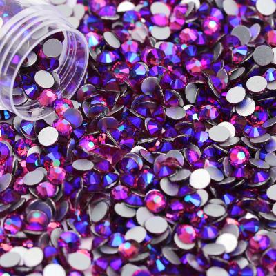 China Flatback Factory Wholesale 92Kinds Colors SS20 1440Pcs/Pack Fuchsia AB Stone Not Hot Fix Glass Rhinestones For Wedding Dress for sale