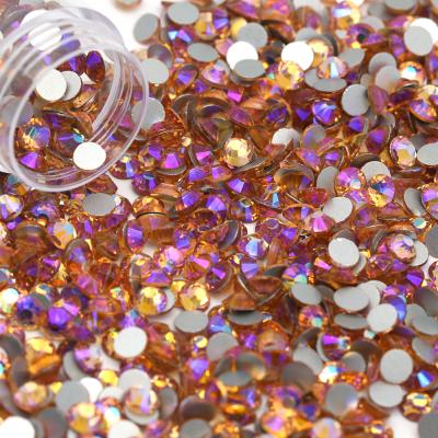 China Flatback Bling Bling Light Peach AB Color Crystal Flatback Glass Wholesale Rhinestone For Apparel Accessories Design for sale