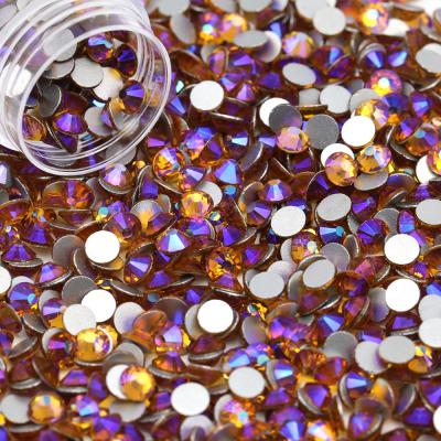 China Flatback Crystal Rhinestones Wholesale Topaz Ab Color Flat Back Rhinestone Glass Stone Beads for sale