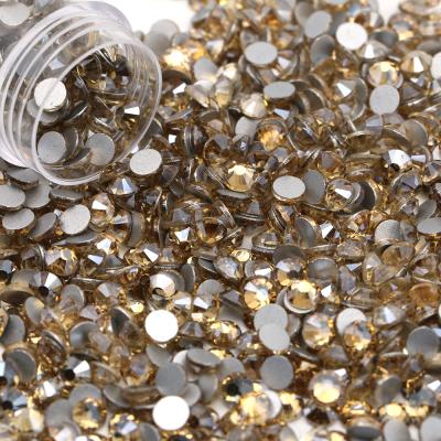 China Wholesale Gold Glass Crystal Nail Rhinestone For Nail Art Decoration Flatback Ombre Color Flatback for sale