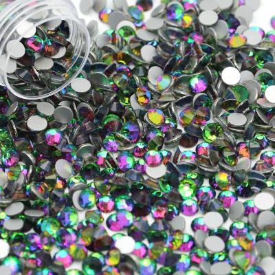 China New Flame Flatback Green Color Gemstone Rhinestones For Nail Glass Flat Back Crystal Ab Rhinestones For Nail for sale