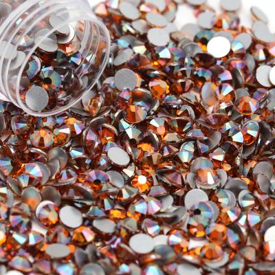 China Wholesale SS3-SS34 Mix Size And Color Flatback Non Hotfix Glass Amber Rhinestone Flatback for sale