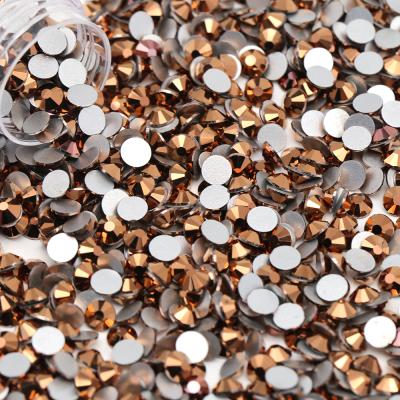 China Shiny Rhinestone Flatback SS3-SS50 Rose Gold Color Crystal Glass Non Hotfix Rhinestones For Nails for sale