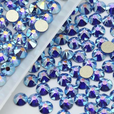 China Flatback Lt Sapphire AB 2088 16 Facets SS16 Fix Not Hot Cut Crystals Flat Back Star Rhinestone For T Shirts DIY for sale