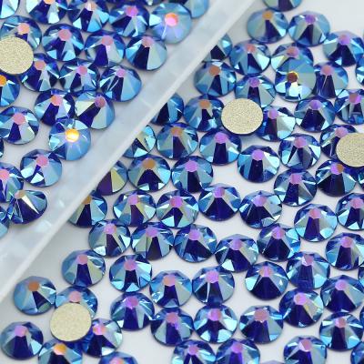 China Flatback 2088 8 Big 8 Small 16 Facets Flatback AB Sapphire AB Non-Hot Fix Cut Glass Nail Art Rhinestones for sale