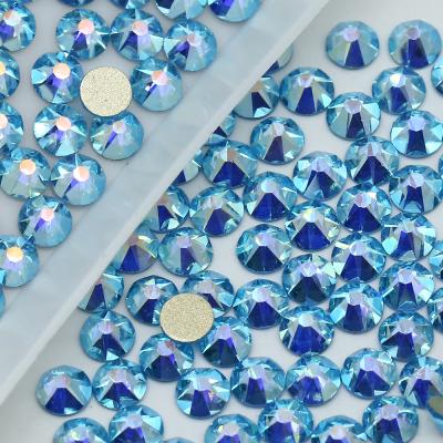 China Flatback 8 Big 8 Small Xilion Cut Flatback Fix AB Glass Rhinestones Round Non-hot Gemstones Blue Green Crystals For Garment Accessories for sale