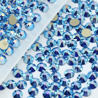 China Large 8 Small 16 Cut Faceted Flatback Montana AB Strass 8 Stone Non Hotfix Glass Rhinestone for sale