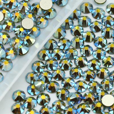 China Flatback 8+8 16 Multi Color Multi Color Faceted Round Olivine AB Round Hotfix Hotfix Cut Rhinestones For Dress Apparel Applique for sale