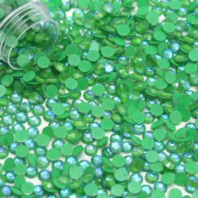 China Flatback Accept Bulk Glass Rhinestone Luminous Stones Customized Crystal Strass Stone Flatback Green Non Hotfix for sale