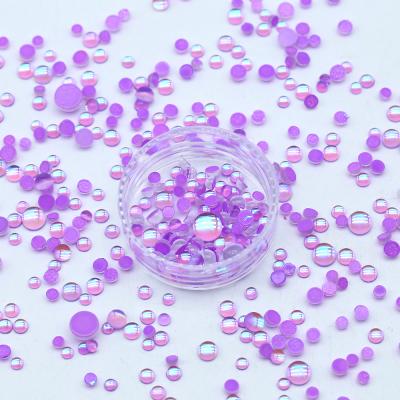 China Flatback Wholesale 1440pcs/bag Mix Color And Size Nail Art Crystal Glass Hlaf Round Mermaid Rhinestone for sale