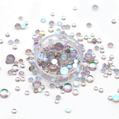 China Wholesale 1440pcs/bag Flatback Nail Art Mermaid Round Teardrop Colored Glass Half Beads Rhinestone For Glue On Rhinestone Nail Decoration for sale