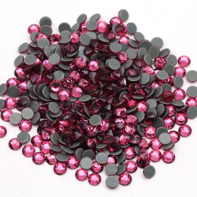 China Glass Rhinestone Flatback Rhinestones Rose Color Hotfix Stone Bead Flatback For Clothing for sale