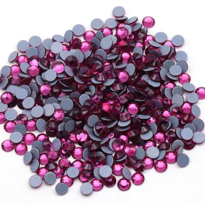 China Wholesale Fuchsia Color Flatback Iron On Transfers Hotfix Glass Rhinestones Bulk Wholesaleinestone For Nail Art Decoration for sale